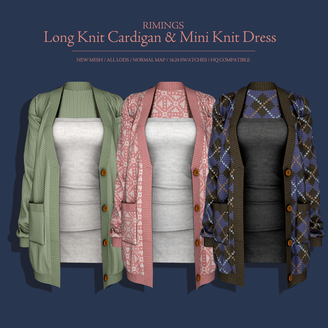 Платье с кардиганом Long Knit Cardigan & Mini Knit Dress